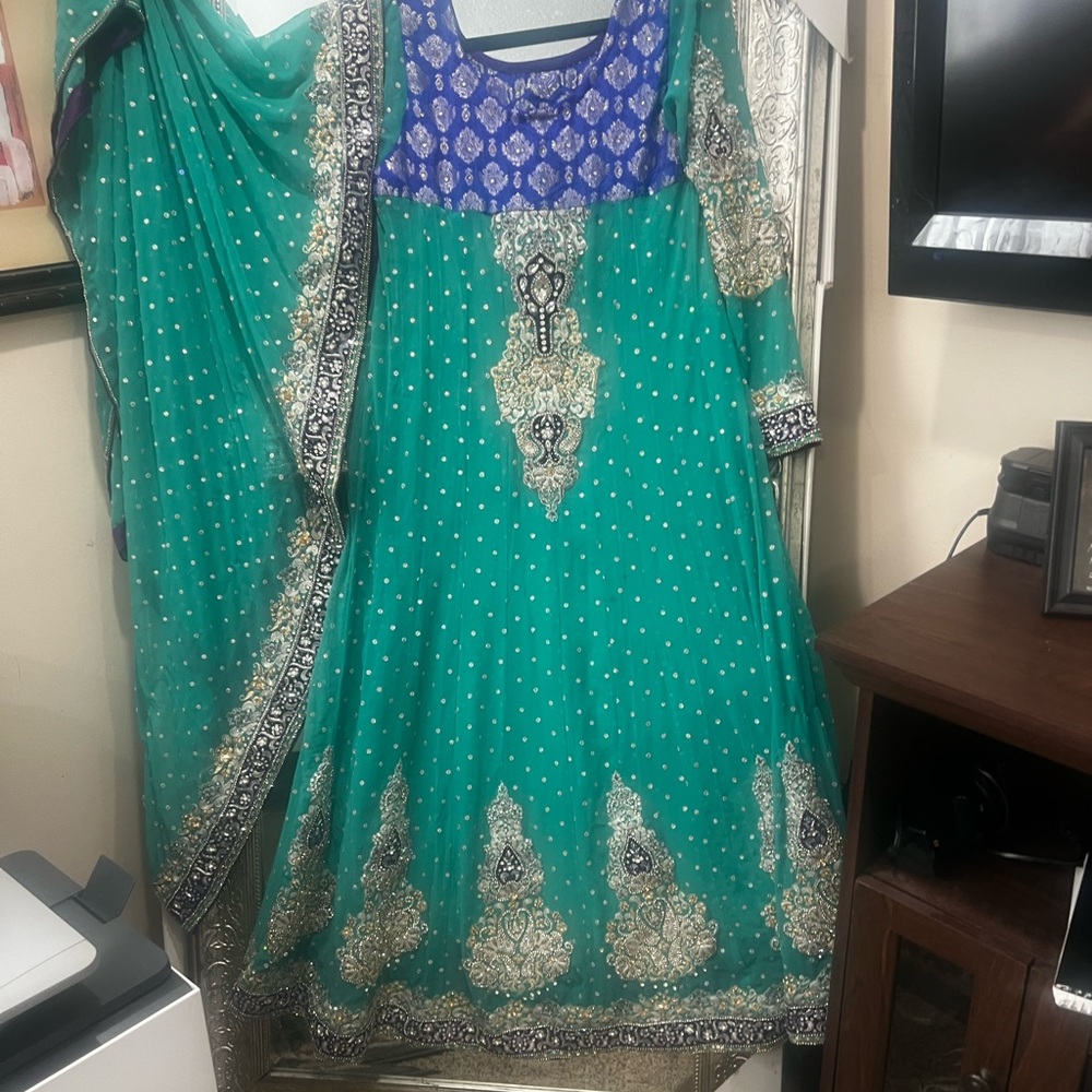 Pakistani Indian Desi Outfit Teal wedding formal dress